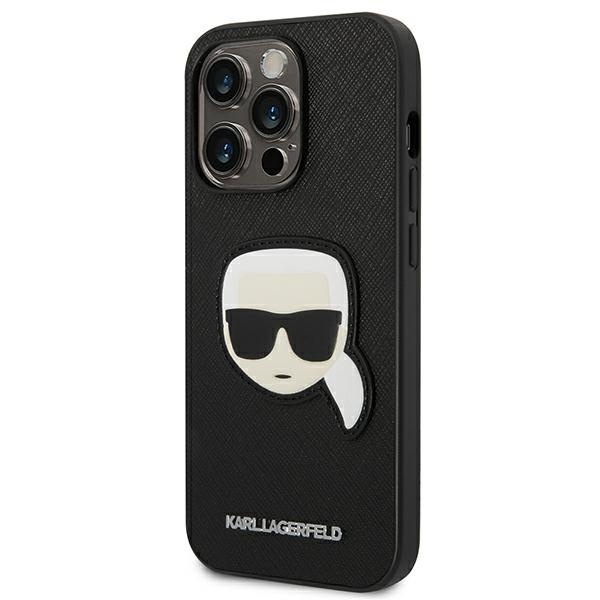 Etui KARL LAGERFELD Apple iPhone 14 Pro Max Saffiano Karl`s Head Patch Czarny Hardcase